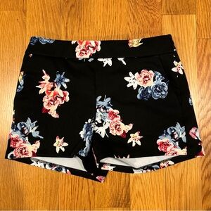 Express Black Red Blue Floral Pockets Mini Shorts 00 XS X-Small